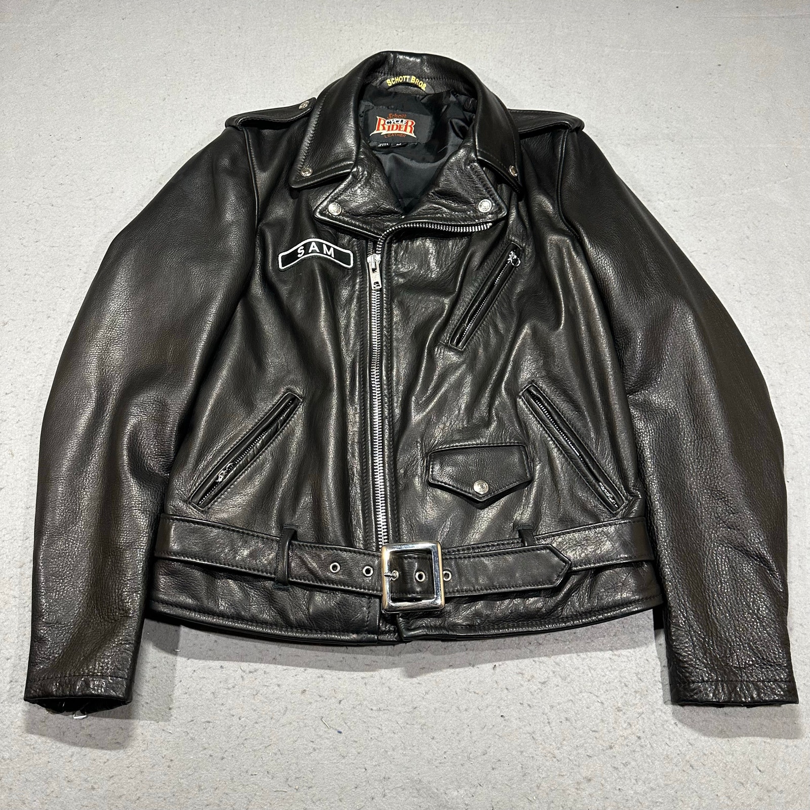 Schott 519 Riding Jacket Pebbled Cowhide Menâs Medium Black Cycle Rider